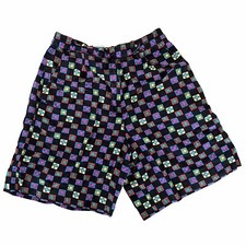 Vintage 80s 90s Trippy Colorful Checkerboard Printed High Waist Shorts Size 10