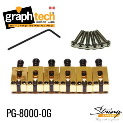 Graph Tech PG-8000-0G Gold String Saver Sattel Set für Strat & Tele