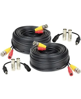 2 X 60Ft Video&Power Cable for Night Owl HD CCTV Security Camera Wire Cord