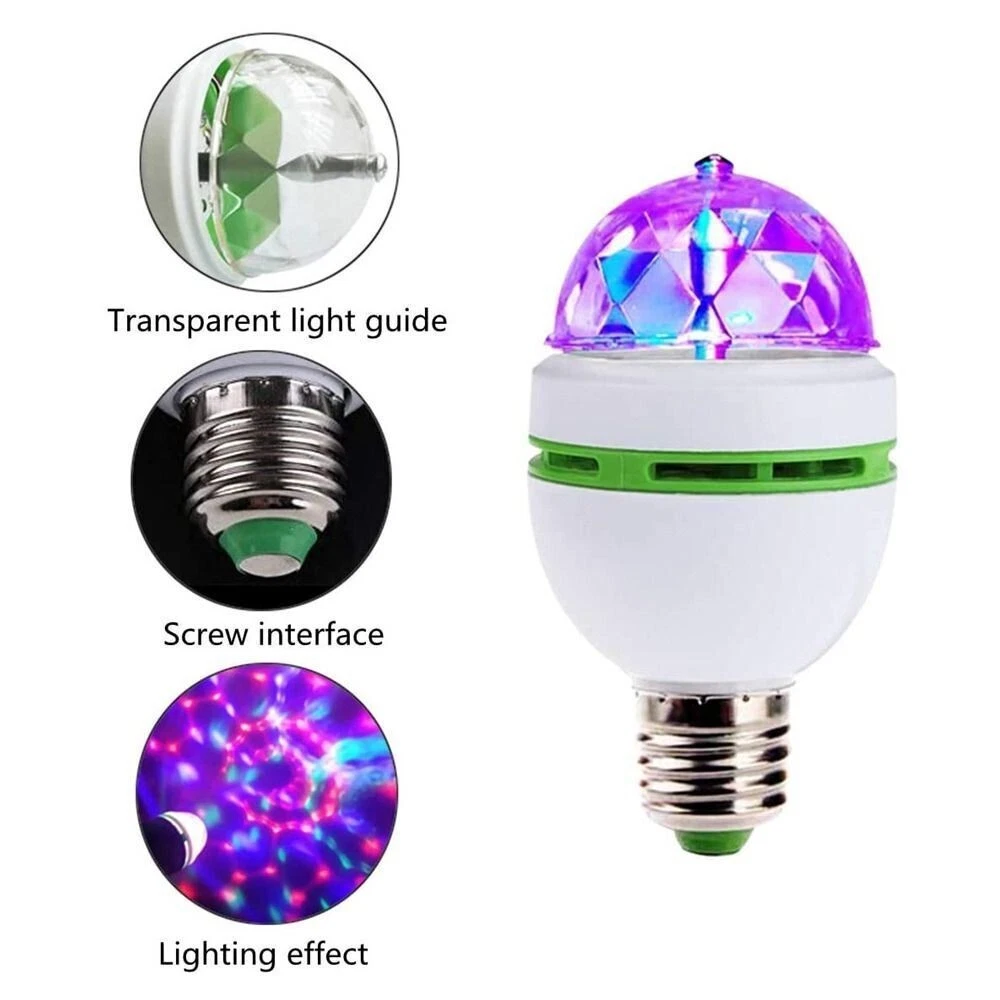 Rotating Bulb Stage Light Bulb Crystal Ball Disco Lamp 3W Multi Coloured Led