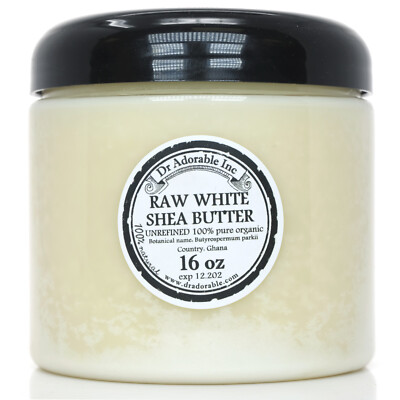 Premium High Quality WHITE Shea Butter Unrefined Raw Organic 16 OZ
