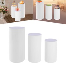 3pcs Pedestal Stand White Pedestal Display Stand Cylinder Pedestal Stand Set