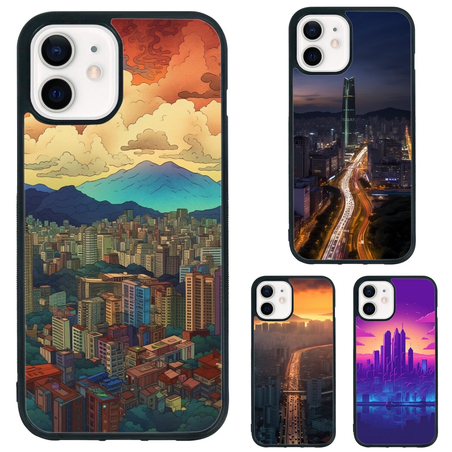 Hard Black Cover For iPhone XS XR 6 7 8 Plus SE 2nd 3rd Landscape of