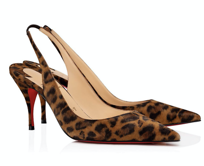 Christian Louboutin Clare Sling 80 Brown Black Leopard Slingback