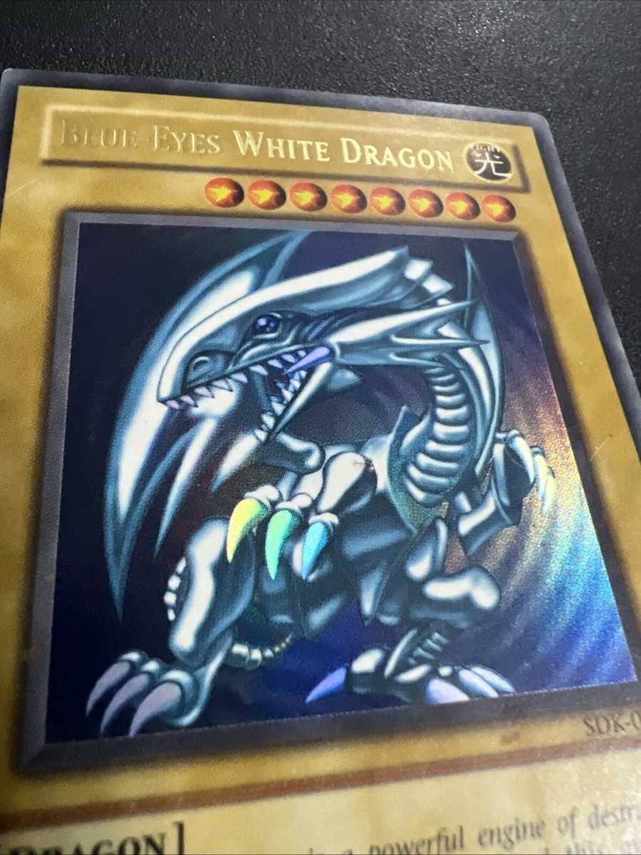1996 Rare Blue-Eyes White Dragon Holo Yugioh Card SDK-001 | eBay