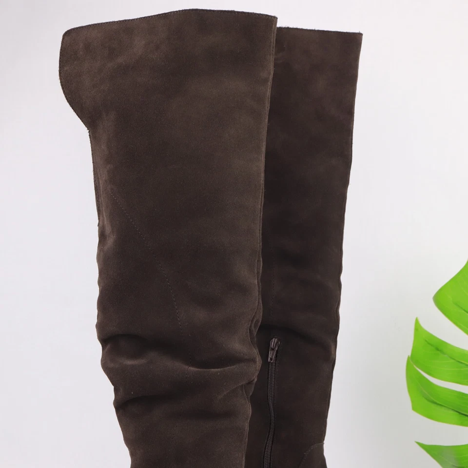 Steve Madden Womens Purly Boot Size 10 OTK Brown Suede Slouch Block Heel Pull On - Image 2 of 4