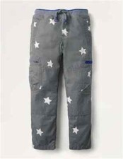 Mini Boden BOYS Cosy Lined Spaced Star CARGO Trousers Grey BRAND NEW
