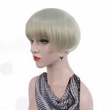 StrongBeauty Gray Super Short Bob Style Hair Synthetic Heat Resistant Wigs