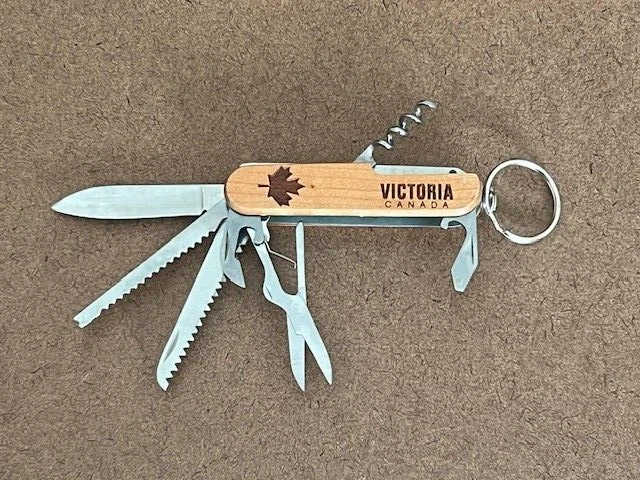 Multi Tool 3.5” Pocket ENGRAVED Victoria Canada FWOOD HANDLE - Great condition
