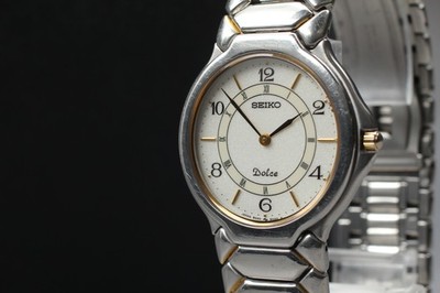 Vintage 1998 N MINT Seiko Dolce 8N40-6020 Steel Round HAQ Qz Mens