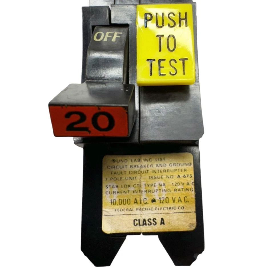 FPE NA120GF Stab-Lok Circuit Breaker, 1-Pole, 20A, 120VAC, Type NA - Image 4 of 4