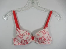 Victoria's Secret Cotton Lingerie Snowflake Push Up Bra 32A Underwire Padded Bow