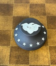 Wedgwood black jasper paperweight with white bas-relief eagle.