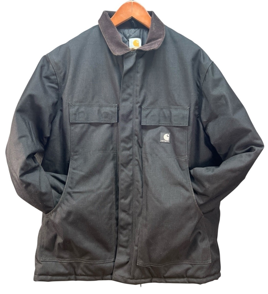 CARHARTT C55 VTG XL Black Yukon Arctic Jacket Twill Corduroy