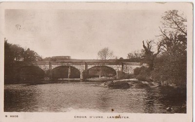 RPPC Crook O'Lune Lancaster Steinbrücke Fluss Lune Echtfoto Postkarte 1915
