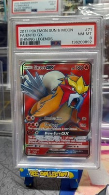 Pokemon tcg Entei GX 71/73Sun & Moon Fullart Shining Legends PSA 8 MINT 