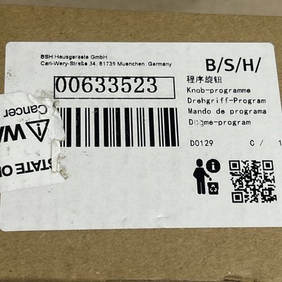 Bosch / Siemens BSH Group 00633523 Program Selector Knob