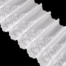 White Cotton Eyelet Lace Trim 5 Yards Scalloped Floral Lace Trim for Clothing
