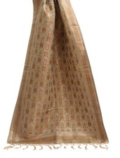 Sushila Vintage Cream Banarasi Dupatta Pure Satin Silk Woven Long Stole Wrap