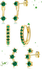 3 Pairs St Patrick'S Day Earrings for Women, Trendy Small Gold Plated Hypoallerg