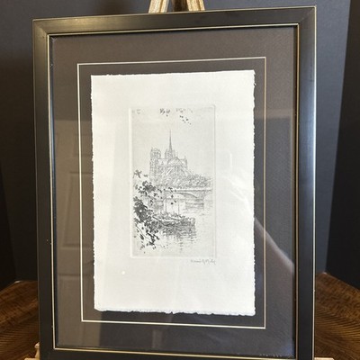 Henri Le Riche Signed Etching Notre Dame Paris – Framed Fine Art