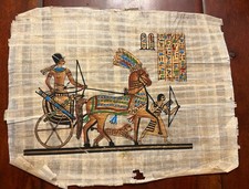 Egyptian Papyrus Paper Hand Painted 16X13" Chariot