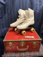 Betty Lytle Hyde Roller Skates Chicago Trucks  Wheels Wom 6 W/case White M1