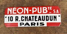 Vintage French Enamel Street Sign.  &bull; 10 R. CHATEAUDUN.  Paris