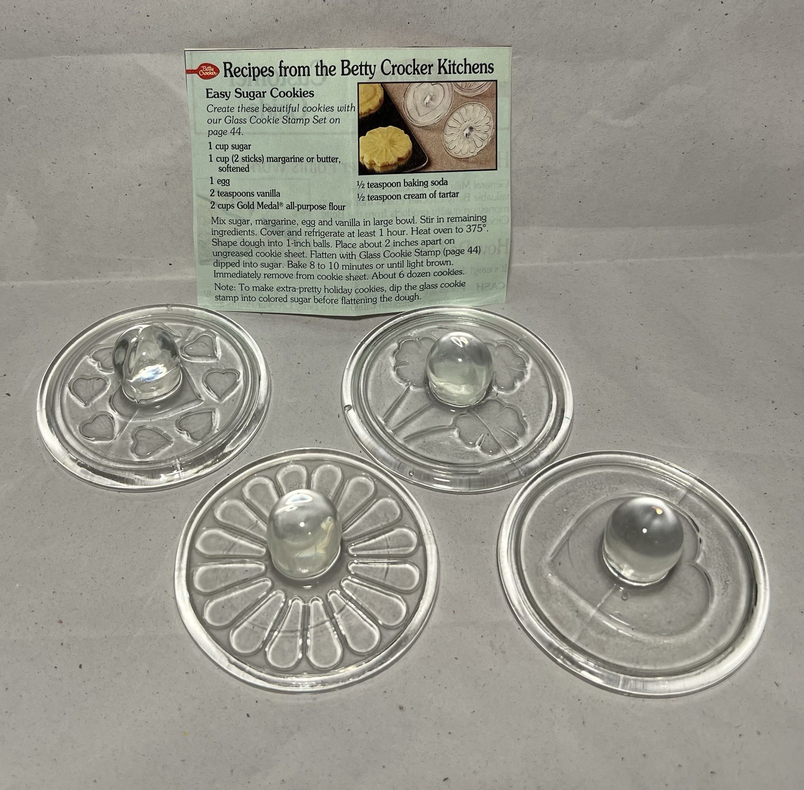 Williams Sonoma Vintage Glass Cookie Stamps Set of 4 Clear Baking Tools