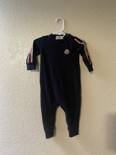 Moncler jumpsuit, button up 9-12 months navy blue