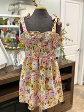 Womens As U Wish Smocked Floral Dress Medium NWT