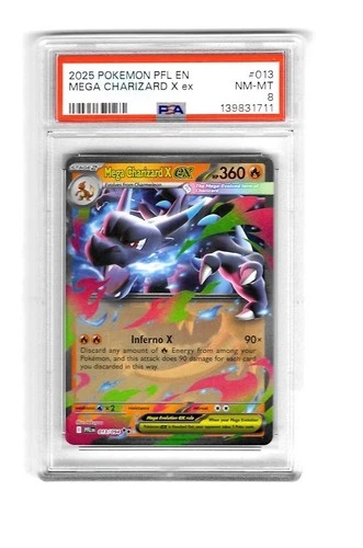 2025 Pokemon PFL EN Mega Charizard X ex #013 PSA 8
