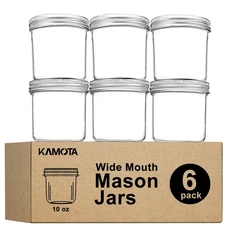 KAMOTA Wide Mouth Mason Jars 10 oz, 10oz Mason Jars Canning Jars Jelly Jars W...