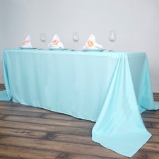 90x156-Inch BLUE RECTANGULAR Polyester Tablecloths Reception Catering Wedding