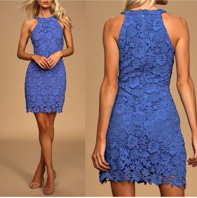 Lulus Love Poem Blue Lace Mini Dress Feminine Coquette NWT 61976-A Size  Small | eBay