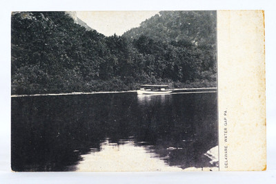 Boat On The Delaware River Delaware Water Gap PA Vintage B&W Postcard