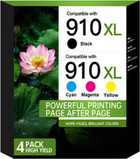 910XL Ink Cartridges Combo 4 Pack For Office Jet 8000 Printers - Black / Color