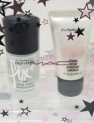 Mac Stars Of Skincare Kit Mini Set - Prep + Prime Fix  & Strobe Cream - New