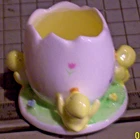 Vintage Current White Bone China Baby Chicks Votive Candle Easter  #5330 In Box