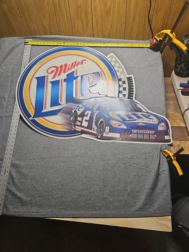 Vintage Kurt Busch Miller Lite Beer #2 Nascar Metal Bar Tin Sign 36x42