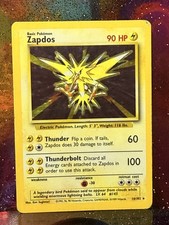  Zapdos Holo Rara 16/102 — Set Base Vintage 1999 Unlimited Carta Pokémon WOTC