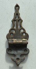 Vintage Antique Ornate Cast Brass Oak Ice Box Door Hinge Offset