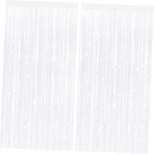 2 Pack Metallic Tinsel Foil Fringe Curtains, Door Streamers Photo Booth White