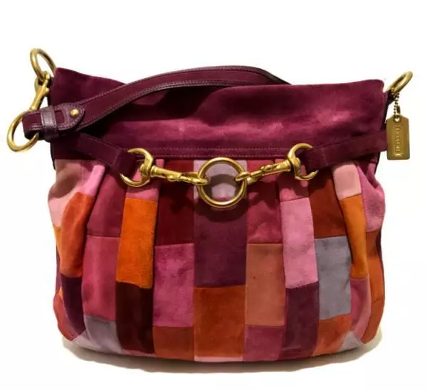 NICE Coach Hamptons Plum Mosaic Multicolor Patchwork Suede Hobo Shoulder Bag WOW