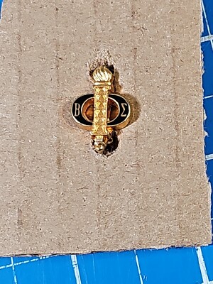 Vintage Beta Epsilon Phi Sorority Fraternity Pledge Pin Black w/ Torch Gold Tone