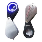 10x Triplet Jewelers Eye Loupe Pocket Coin Gems Magnifier Loop with LED UV light