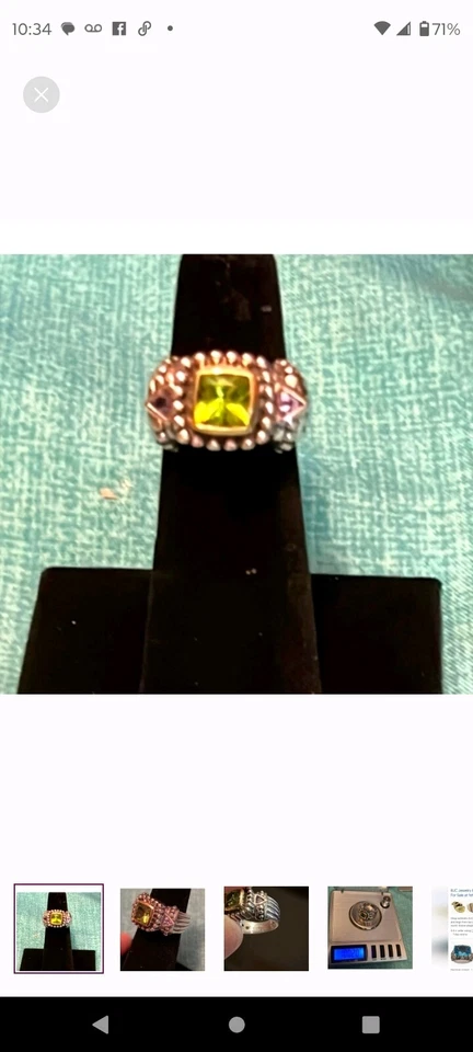 Anillo de colección raro Samuel B B Bali colección peridoto-amítico Foto 2 de 3
