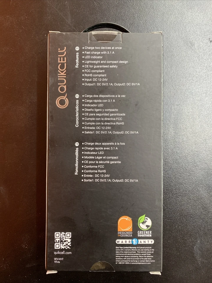 QUIKCELL REV Dual USB Car Charger 3.1 A Fast Charge - Image 2 of 2