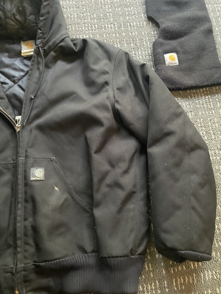 Vintage Carhartt Hooded Jacket J133 Black TALL Black (Sz Medium) With