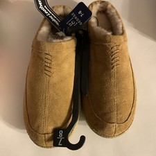 Brown Slippers Fur Lined Clog Rubber Sole -Mens Size 7-8 George Genuine Leather
